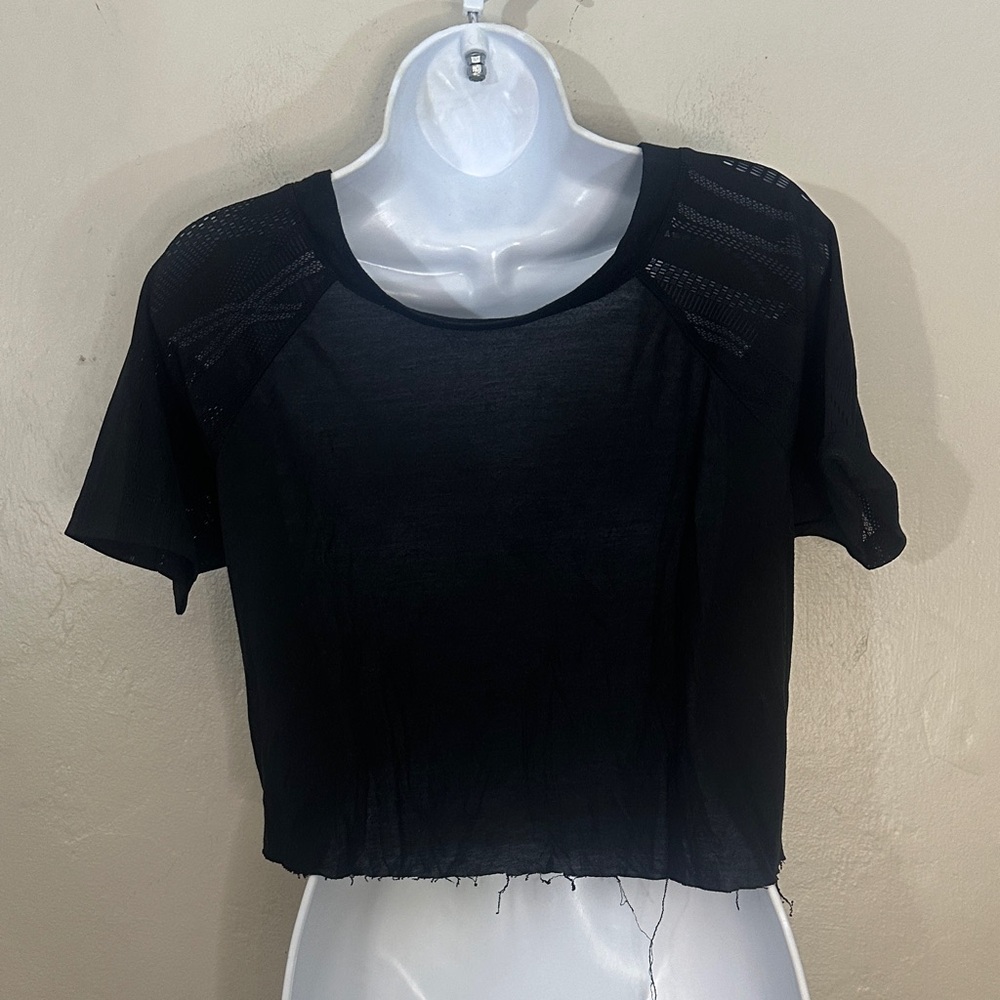 ALO Yoga Black Mesh Crop Top - Picture 2 of 2